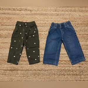 Old Navy Kids Green Floral and Blue Denim Jeans